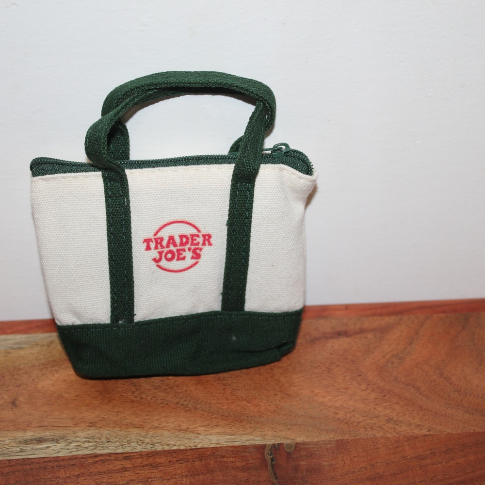 Trader Joe's Green and Cream Tote Bag